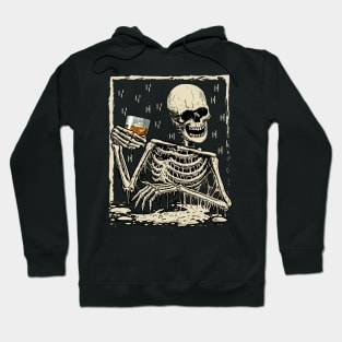 Skeleton Drinking Bourbon Whiskey Hoodie